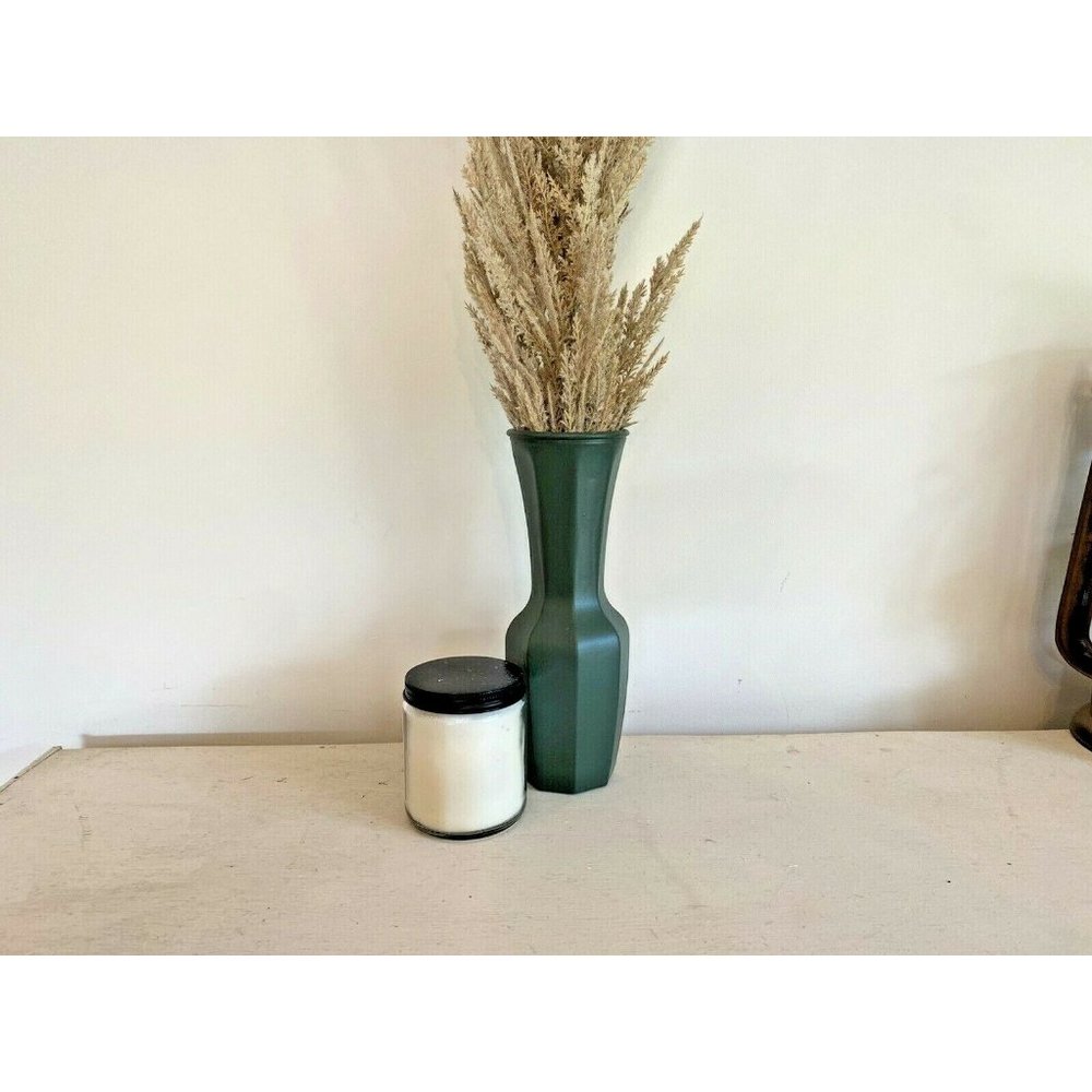 Boho Glass Flower Bud Vase Green 9" Modern Décor Hand Painted Vessel Cute Gift